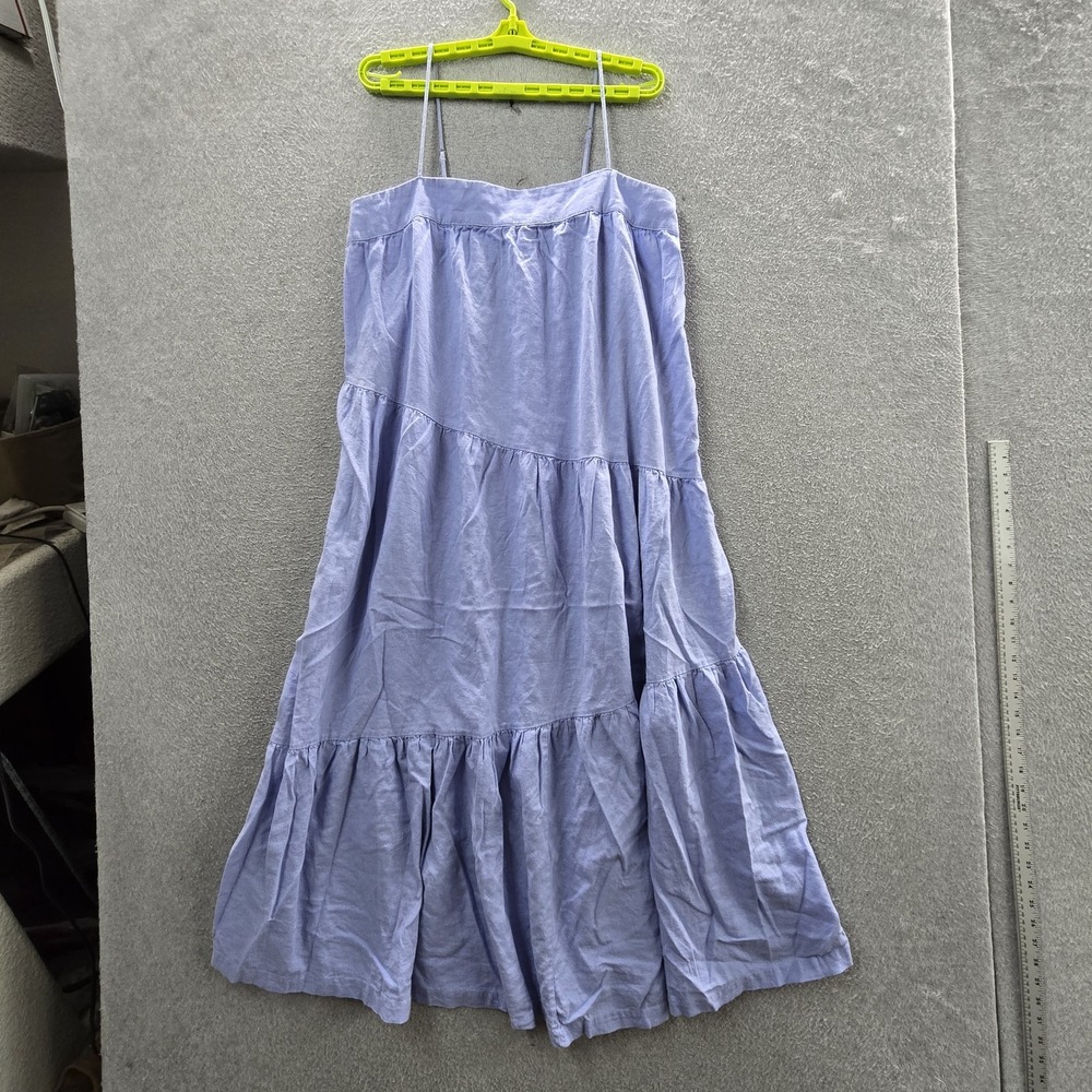 Abercrombie & Fitch Women Skirt L Blue Linen Viscose Tiered Cottagecore
